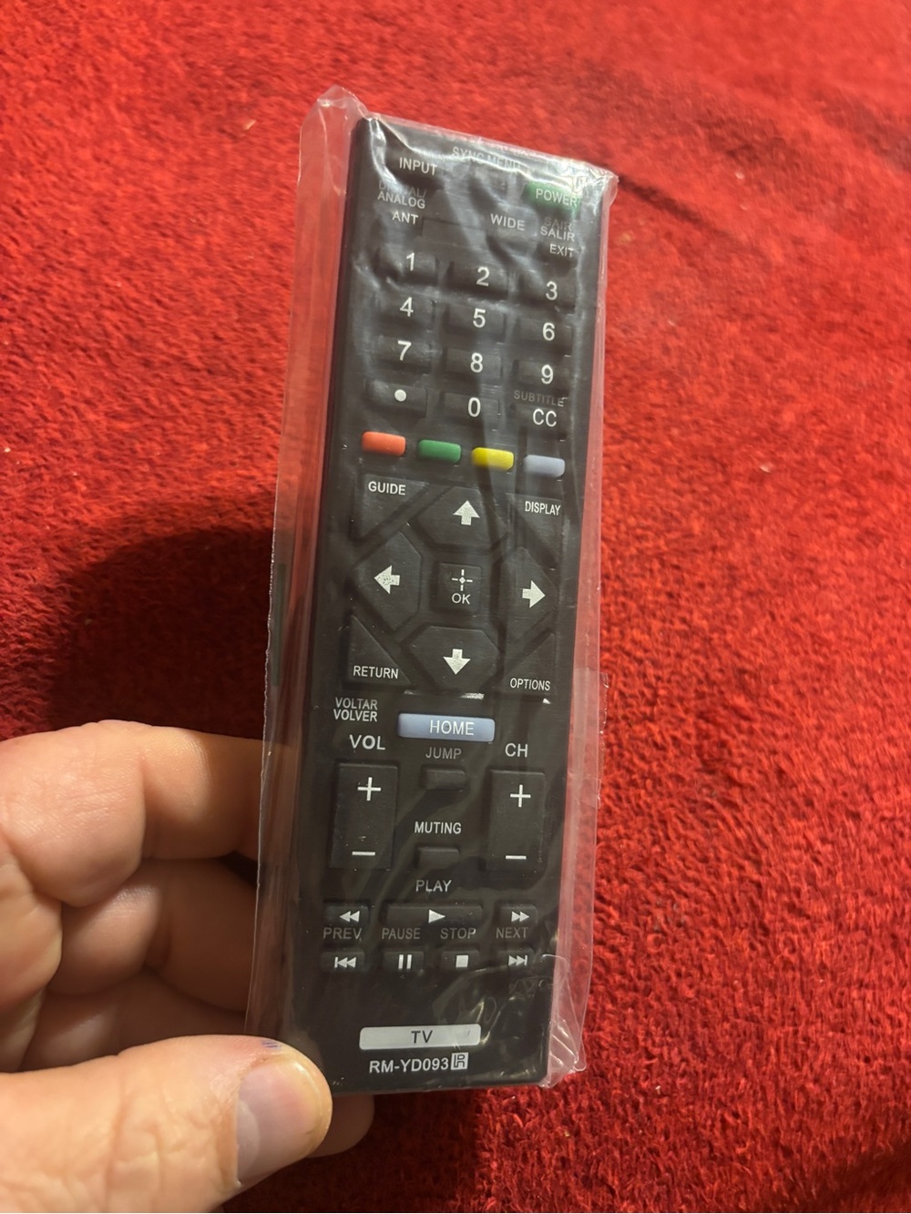 Universal TV Remote RM-YD093 - Black with Colored Buttons new